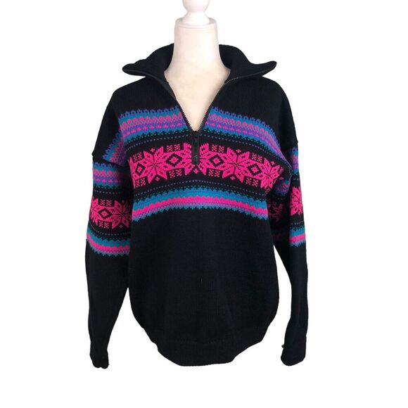 Wapiti Woolies Sweaters - Wapiti Woolies Sweater Womens Size Large Black Wool Handmade Vintage Alaska Warm